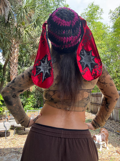 RED STAR Bunny Beanie
